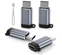 MoKo Adattatore da Lightning Femmina a USB C Maschio 4 Pezzi, Adattatore iPhone a USB C per iPhone 15/16 Pro/16 PRO Max/16 Plus, iPad Air, per Ricarica, Non per Auricolari/Audio/OTG, Grigio