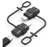 MoKo Adattatore USB C a Lightning, Non per Audio/OTG, Adattatore Maschio Lightning a Femmina USB C per iPhone 14/13/12/11/X, Supporta Ricarica e Sincronizzazione Dati, con Anello Anti-perso, Nero