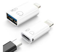 MoKo Adattatore USB C Femmina a Lightning Maschio, Adattatore USB A Femmina a Lightning Maschio, OTG Connettore per iPhone 14/13/12/11/iPad/iPod/AirPods, Sopporta 10W Ricarica/Trasferimento Dati/Audio