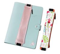 MoKo Astuccio Matite, [2 Pezzi] Penna Custodia in PU Pelle con Fascia Elastica Legato a Quaderno Porta Penna Matite Borsa di Cancelleria con Cerniera, Accessorio Scolastico - Stampa & Oro Rosa