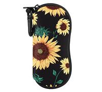 MoKo Astuccio per Occhiali da Sole, Custodia per Occhiali, Custodia Portatile a Cerniera di Neoprene Morbido con Clip da Cintura, per Occhiali, Montature, Cosmetici, Chiavi, Penne, Schede, Girasole