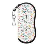 MoKo Astuccio per Occhiali da Sole, Custodia Portatile a Cerniera di Neoprene Morbido con Clip da Cintura, per Occhiali, Montature, Cosmetici, Chiavi, Penne, Schede, ECC, Bianco & Fiore