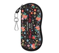 MoKo Astuccio per Occhiali da Sole, Custodia Portatile a Cerniera di Neoprene Morbido con Clip da Cintura, per Occhiali, Montature, Cosmetici, Chiavi, Penne, Schede, ECC, Nero & Fiore