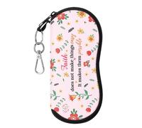 MoKo Astuccio per Occhiali da Sole, Custodia Portatile a Cerniera di Neoprene Morbido con Clip da Cintura, per Occhiali, Montature, Cosmetici, Chiavi, Penne, Schede, ECC, Fiori Rosa