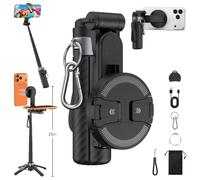 MoKo Bastone Selfie Magnetico Treppiede Con Telecomando Per iPhone, Android | Mini Treppiede Da Viaggio, Morsa Telescopica Metallica, Magnete N52 Magsafe, Impugnatura, Rotazione 360°, Fino A 25 Pollici