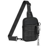 MoKo Borsa a tracolla piccola per uomo, mini borsa a tracolla tattica EDC resistente all'acqua con scomparti per carte con blocco RFID per lo sport, l'escursionismo, i viaggi e il lavoro, Nero