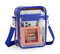 MoKo Borsa a Tracolla Trasparente in PVC con Cerniera, Borsa Impermeabile Approvate dallo Stadio con Cinghia Regolabile con 2 Tasche per Donna, Uomo, per Concerti, Festival, Eventi Sportivi, Blu