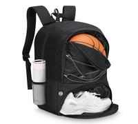 MoKo Borsa da basket Zaino, zaino da calcio per uomini e donne con scomparti separati per palloni e scarpe, resistente all'acqua, gancio per la recinzione, borsa sportiva per vestiti e scarpe, Nero