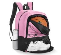 MoKo Borsa da basket Zaino, zaino da calcio per uomini e donne con scomparti separati per palloni e scarpe, resistente all'acqua, gancio per la recinzione, borsa sportiva per vestiti e scarpe, Rosa