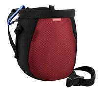 MoKo Borsa per arrampicata Chalkbag, Bouldering in magnesio con cintura regolabile e clip a moschettone, con coulisse, per arrampicata, sollevamento pesi, ginnastica, crossfit, nero e rosso