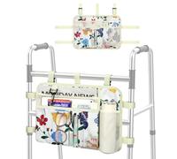 MoKo Borsa per deambulatore, cestino per deambulatore con portabicchieri, accessori per anziani con tasche multiple e scomparto con cerniera, custodia per deambulatori pieghevoli, Beige & Farfalla