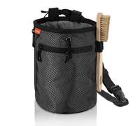 MoKo Borsa per Gesso da Arrampicata con Pennello, Secchiello per Gesso in Nylon con 2 Tasche con Cerniera per Riporre i Gessetti, Cintura Regolabile per Arrampicata e Ginnastica, Nero