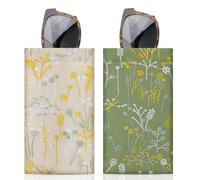 MoKo Borsa per Occhiali da Sole, Doppia Custodia Morbida, Astuccio con Cinghia di Trasporto, Organizzatore di Occhiali da Sole Portatile per Donna e Uomo, Fiori Verdi & Gialli