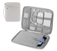 MoKo Custodia Morbida con Maniglia per Tablet da 9-11 Pollice, per iPad Pro 11 M4 2024/11 pollici iPad Air M2 2024/iPad 10a 10,9 2024/iPad Air 5/4 10,9, Galaxy Tab S9/S8/S7/A9+/A8/A7, Grigio + Bianco