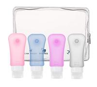 MoKo Bottiglie da Viaggio in Silicone, 4x 89ml Contenitori con Ventosa Riutilizzabili Comprimibili per Shampoo Balsamo Crema Lozione, per Viaggio in Aereo, Senza BPA, Approvato dalla FDA, Multi Colori