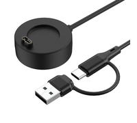 MoKo Caricatore 2 in 1 orologio compatibile Garmin, Nero | per Fenix, Vivoactive, Forerunner, Instinct, orologi serie Venu, ricarica magnetica veloce & sincro dati USB, cavo USB-C 1m