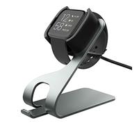 MoKo Caricatore Compatibile con Fitbit Versa 2/Versa 2 SE, Stazione di Ricarica Caricabatterie, Supporto di Ricarica in Alluminio con Cavo USB da 150 cm, Grigio