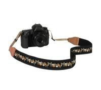 MoKo Cinghia per Fotocamera, Cintura in Cotone Ricamata, Cinghia Regolabile per Collo e Spalla per Videocamera, Binocolo, Adatta per Fotocamere Digitali Canon/Fuji/Minolta/DSLR, Fiore di Prugno Nero