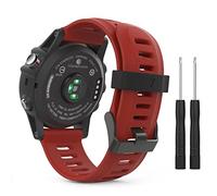 MoKo Cinturino compatibile con Garmin Fenix 3/3 HR/5X/5X Plus/Tactix Charlie/Descent Mk1, cinturino di ricambio in silicone con strumenti - Cramoisi