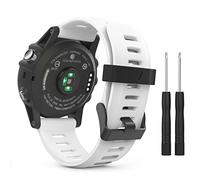 MoKo Cinturino compatibile con Garmin Fenix 3/3 HR/5X/5X Plus/Tactix Charlie/Descent Mk1, cinturino di ricambio in silicone con strumenti, bianco