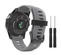MoKo Cinturino compatibile con Garmin Fenix 3/3 HR/5X/5X Plus/Tactix Charlie/Descent Mk1, cinturino di ricambio in silicone con strumenti, colore: grigio