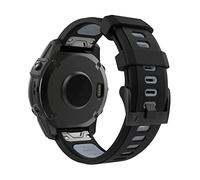 MoKo Cinturino Compatibile con Garmin Fenix 7/7 Pro/6/6 Pro/5/5 Plus/Instinct Solar/Instinct 2/Forerunner 965/955, Quick Fit 22mm Cinturino di Ricambio in Silicone Morbido Bicolore, Nero/Grigio