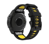 MoKo Cinturino Compatibile con Garmin Fenix 7/7 Pro/6/6 Pro/5/5 Plus/Instinct Solar/Instinct 2/Forerunner 965/955, Quick Fit 22mm Cinturino di Ricambio in Silicone Morbido Bicolore, Nero/Giallo