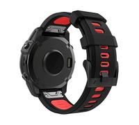 MoKo Cinturino Compatibile con Garmin Fenix 7/7 Pro/6/6 Pro/5/5 Plus/Instinct Solar/Instinct 2/Forerunner 965/955, Quick Fit 22mm Cinturino di Ricambio in Silicone Morbido Bicolore, Nero/Rosso