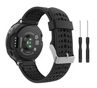 MoKo Cinturino compatibile con Garmin Forerunner 235, Soft Silicone Replacement Watch Band Fit Forerunner 235 Lite/220/230/620/630/735XT Smart Watch, nero e nero