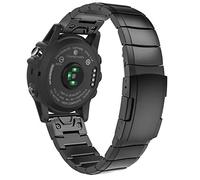MoKo Cinturino di Ricambio Compatibile con Garmin Fenix 3/3 HR/5X/5X Plus/6X/6X Pro/Descent Mk2i/Mk2/Mk1/Tactix Bravo/Charlie/Delta, Quick Easy Fit Braccialetto in Acciaio Inossidabile, Nero