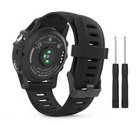 MoKo Cinturino di ricambio per Garmin Fenix 3/3 HR in morbido silicone per Fenix 5X/5X Plus/Tactix Charlie/Descent Mk1/Quatix 3, nero