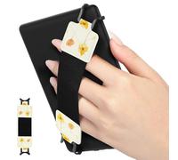 MoKo Cinturino di Sicurezza per 6-8" Kindle eReaders Fire Tablet - Kobo/Voyaga/Sony Kindle E-Book Tablet, Cinturino da Mano Versatile ad Alta Elasticità Supporto Antiscivolo, Fiore su Bianco