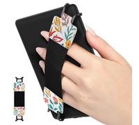 MoKo Cinturino di Sicurezza per 6-8" Kindle eReaders Fire Tablet - Kobo/Voyaga/Sony Kindle E-Book Tablet, Cinturino Nero da Mano Versatile ad Alta Elasticità Supporto Antiscivolo, Fiori