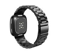 MoKo Cinturino in Metallo Compatibile con Fitbit Versa 4/Versa 3/Sense 2/Sense, Braccialetto di Ricambio in Acciaio Inossidabile per Uomo Donna, Nero