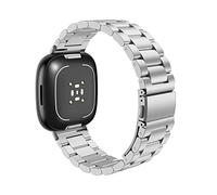 MoKo Cinturino in Metallo Compatibile con Fitbit Versa 4/Versa 3/Sense 2/Sense, Braccialetto di Ricambio in Acciaio Inossidabile per Uomo Donna, Argento