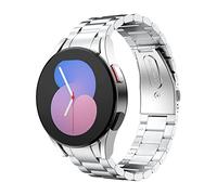 MoKo Cinturino in Metallo Compatibile con Samsung Galaxy Watch 7 FE 6 5 4 40mm 44mm/Watch 6 Classic 43mm 47mm/5 Pro 45mm/4 Classic 42mm 46mm, Cinturino di Ricambio in Acciaio Inossidabile, Argento
