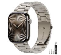 MoKo Cinturino in Metallo per Uomo Donna Compatibili con Apple Watch Ultra 2/Ultra 49mm,S10 46mm,9/8/7 45mm,SE2/SE/6/5/4 44mm,3/2/1 42mm,Cinturini Business Regolabile in Acciaio Inossidabile,Titanio