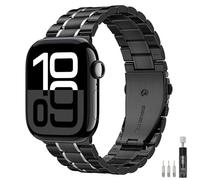 MoKo Cinturino in Metallo per Uomo Donna Compatibili con Apple Watch Ultra 3/2/1 49mm,S11/S10 46mm,9/8/7 45mm,SE3/SE2/SE/6/5/4 44mm,3/2/1 42mm,Cinturini Business in Acciaio Inossidabile,Nr/Argent