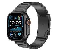 MoKo Cinturino in Titanio Compatibile con Apple Watch Ultra 3/2/1 Strap 49mm 46mm 45mm 44mm 42mm,Cinturino con Chiusura a Doppio Pulsante per iWatch SE3/SE2/SE Series 11 10 9 8 7 6 5 4 3 2 1,Nero