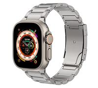 MoKo Cinturino in Titanio Compatibile con Apple Watch Ultra 3/2/1 Strap 49mm 46mm 45mm 44mm 42mm,Cinturino con Chiusura a Doppio Pulsante per iWatch SE3/SE2/SE Series 11 10 9 8 7 6 5 4 3 2 1,Argento