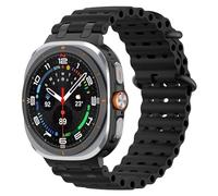 MoKo Cinturino Ocean Aggiornato Compatibile con Samsung Galaxy Watch Ultra 47mm (2025/2024), Cinturino Sportivo in Silicone Traspirante con Connettore in Metallo per Uomo Donna, Nero/Nero