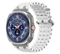 MoKo Cinturino Ocean Aggiornato Compatibile con Samsung Galaxy Watch Ultra 47mm (2025/2024), Cinturino Sportivo in Silicone Traspirante con Connettore in Metallo per Uomo Donna, Titanio/Bianco