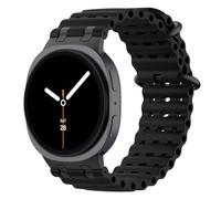 MoKo Cinturino Ocean Aggiornato per Samsung Galaxy Watch 8 40mm 44mm/Watch 8 Classic 46mm, Cinturino Sportivo in Silicone Traspirante con Connettore in Metallo per Uomo Donna, Nero/Nero