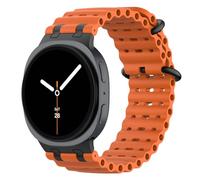 MoKo Cinturino Ocean Aggiornato per Samsung Galaxy Watch 8 40mm 44mm/Watch 8 Classic 46mm, Cinturino Sportivo in Silicone Traspirante con Connettore in Metallo per Uomo Donna, Nero/Arancione