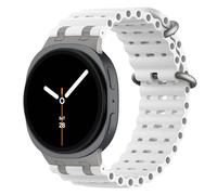 MoKo Cinturino Ocean Aggiornato per Samsung Galaxy Watch 8 40mm 44mm/Watch 8 Classic 46mm, Cinturino Sportivo in Silicone Traspirante con Connettore in Metallo per Uomo Donna, Titanio/Bianco