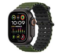 MoKo Cinturino Ocean Compatibile con Apple Watch Ultra 3/2/1 49 mm, S11/S10 46 mm, 9/8/7 45 mm, SE3/SE2/SE/6/5/4 44 mm, 3/2/1 42 mm, Cinturino Sportivo in Silicone Traspirante,Nr/VerdeMlt&Nr