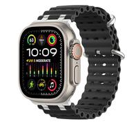 MoKo Cinturino Ocean Compatibile con Apple Watch Ultra 3/2/1 49 mm, S11/S10 46 mm, 9/8/7 45 mm, SE3/SE2/SE/6/5/4 44 mm, 3/2/1 42 mm, Cinturino Sportivo in Silicone Traspirante, Argento/Nero