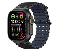 MoKo Cinturino Ocean Compatibile con Apple Watch Ultra 3/2/1 49 mm, S11/S10 46 mm, 9/8/7 45 mm, SE3/SE2/SE/6/5/4 44 mm, 3/2/1 42 mm, Cinturino Sportivo in Silicone Traspirante,N/Nero&BluMari