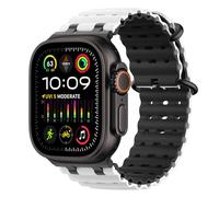 MoKo Cinturino Ocean Compatibile con Apple Watch Ultra 3/2/1 49 mm, S11/S10 46 mm, 9/8/7 45 mm, SE3/SE2/SE/6/5/4 44 mm, 3/2/1 42 mm, Cinturino Sportivo in Silicone Traspirante,Nr/Bianco&Nero