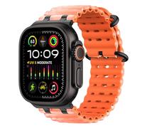MoKo Cinturino Ocean Compatibile con Apple Watch Ultra 3/2/1 49 mm, S11/S10 46 mm, 9/8/7 45 mm, SE3/SE2/SE/6/5/4 44 mm, 3/2/1 42 mm, Cinturino Sportivo in Silicone Traspirante,Nr/Trasparente&Arancione